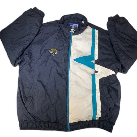 VINTAGE STARTER BOMBER JACKET NFL JACKSONVILLE JAGUARS 1990'S RARE puffer XL
